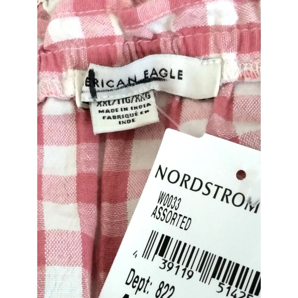 American Eagle Plus Size XXL Crop Top Gingham Smocked Pink White Lightweight - Picture 6 of 9